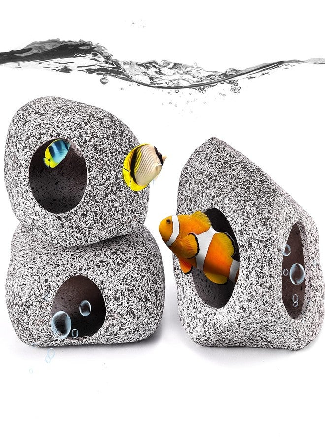 KABUDA 3 Pieces Rock Aquarium Decorations, Stackable Cave Aquarium Decor, Betta Fish Tank Accessories Hideout Hidden Stones Ornaments, Fish Rock House Hideaway Tunnel Fish Cave for Aquarium Shrimp Cichlid - Image 1